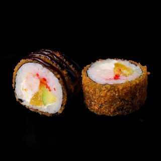 Теплий рол з персиками та креветками. (350г/8шт)