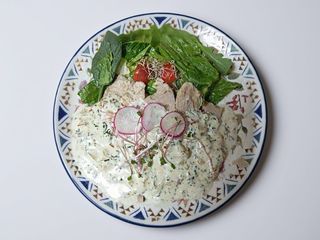 Індичка в ніжному поливі зі шпинату та зелениною(175/140г)