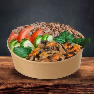 Боул з гречкою та смаженими грибами (260г)