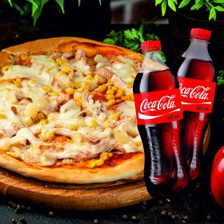 Італійська піца Гавайська (40см) + 2 шт Сoca-Cola (0,5л)