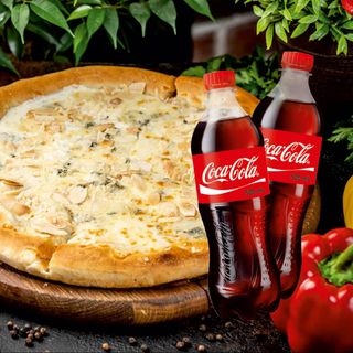 Італійська піца Квадро Формаджі (40см) + 2 шт Сoca-Cola (0,5л)