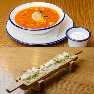 Солянка та вареники з м`ясом свинини