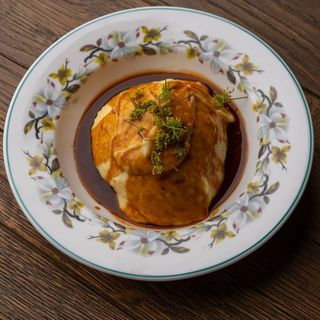 Біфштекс з перечним соусом та пюре