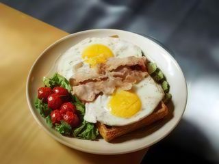 Вафля з яєшнею та беконом (або грибами) (380г)