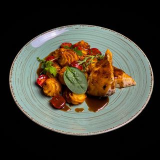 Курячий стейк з крокетами