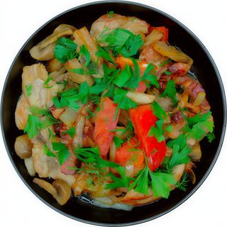 Горяча свинина з овочами