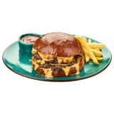 Даблбургер з Чеддером та смаженою цибулею