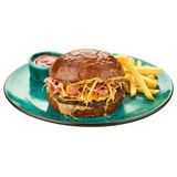 Бургер з беконом, Чеддером та грибним соусом