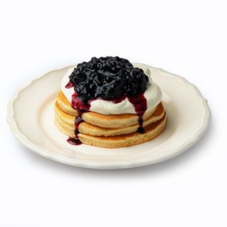 Панкейки з маскарпоне та чорничним джемом(290г)