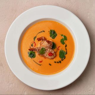 Гарбузовий крем суп з креветками