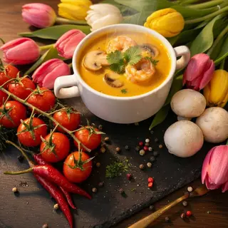 Суп Том-ям з куркою та креветками