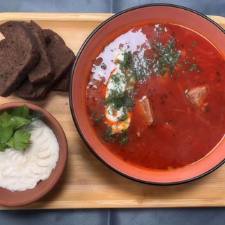 Борщ з салом та грінками (450г)