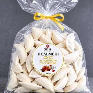 Пельмені дует з індичкою та куркою 500 грам