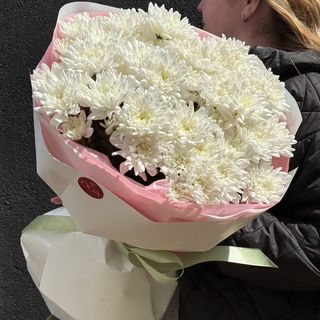 Букет із 15 Хризантем Балтика біла