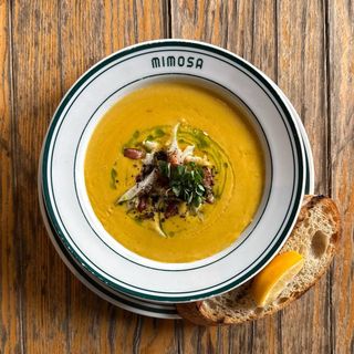 Сочевичний суп з кальмаром та беконом (350мл)