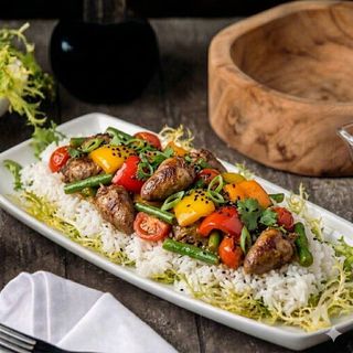 Курячі сердця WOK з овочами та вершковим соусом