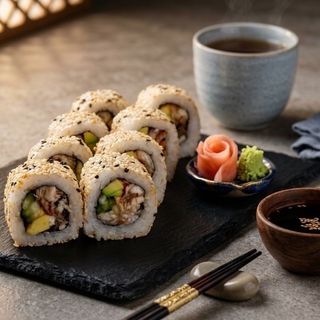 Каліфорнія з вугром в кунжуті (330г)