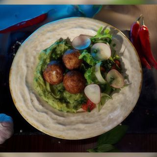 Мітболи з індички та картопляно-шпинатним пюре