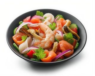 Салат з маринованими морепродуктами та овочами