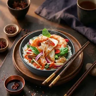 Мікс Морепродуктів під рисовою подушкою