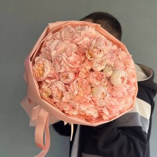 Букет з гортензій та піоновидних троянд №20719