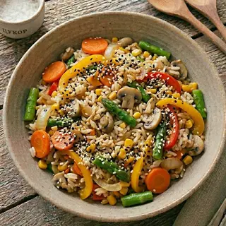 Смажений рис з овочами