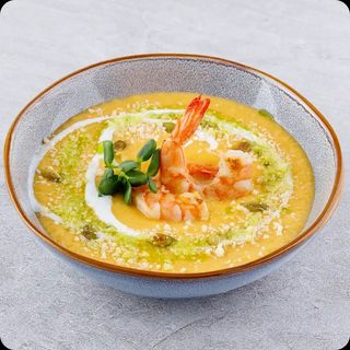 Гарбузовий крем-суп з креветкою