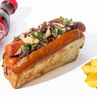 Дабл дог з яловичиною та чеддером меню