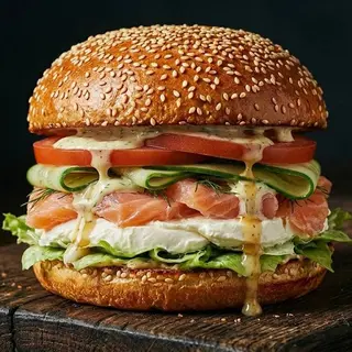 Бургер Максі з лососем (350г)