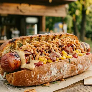 Хот-дог з кукурудзою та смаженим беконом (270г)