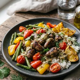 Курячі сердця WOK з овочами та вершковим соусом