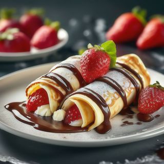 Млинець з крем-сиром та полуницею (240г)