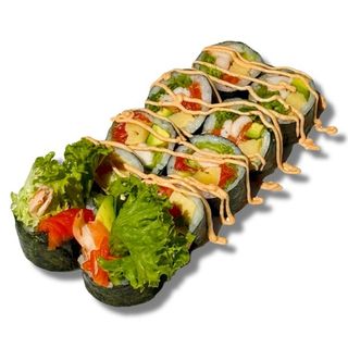 Корейський кімпаб з лососем та креветкою