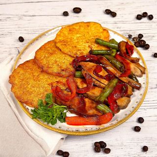Деруни з качкою та овочами(250 грам)