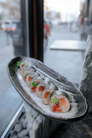 Рол Футомаки з окунем ізумидай, сибасом і лососем (250г)