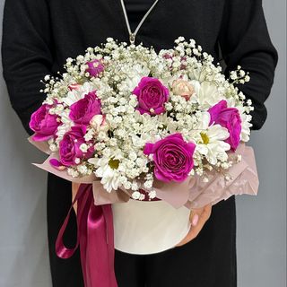 Композиція «Місті , гіпсофіл та хризантема»