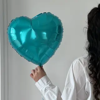 Серце фольговане бірюзове, 42 см