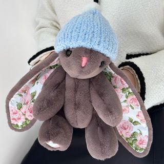 Іграшка Кролик сірий з трояндами на вушках
