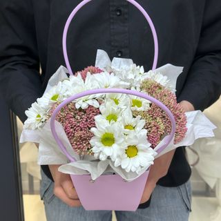 Композиція «Хризантема та зелень рожева»