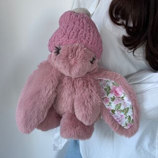 Іграшка Кролик рожевий з квітковими вушками