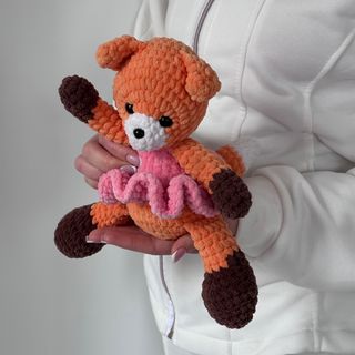 Іграшка «Лисичка» з рожевим платтям.