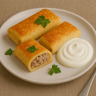 Млинці з м'ясом + сметана