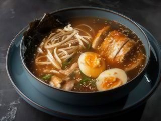 Рамен з куркою, грибами, лапшою удон та яйцем (550г)