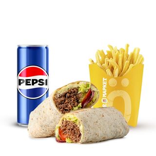 Комбо меню Шаурма з рваною яловичиною (400г)