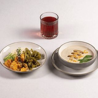 Курка з рисом в кисло-солодкому соусі+Грибний Крем-Суп