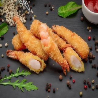 Креветка тигрова в паніровці 10 шт. (225 г) + соус манго-Чилі та соус Часниковий.