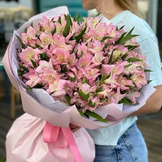 Букет із 25 рожевих альстромерій