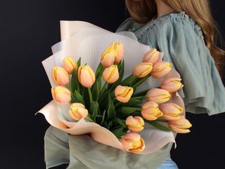 Букет із 19 кремових тюльпанів
