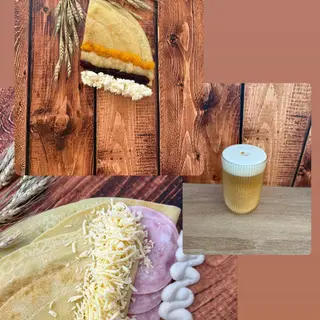 Сніданок( Сир шинка+ Сирковий+ кава Лате)