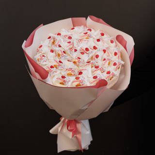 Букет з солодощів прованс у рожевому пакуванні